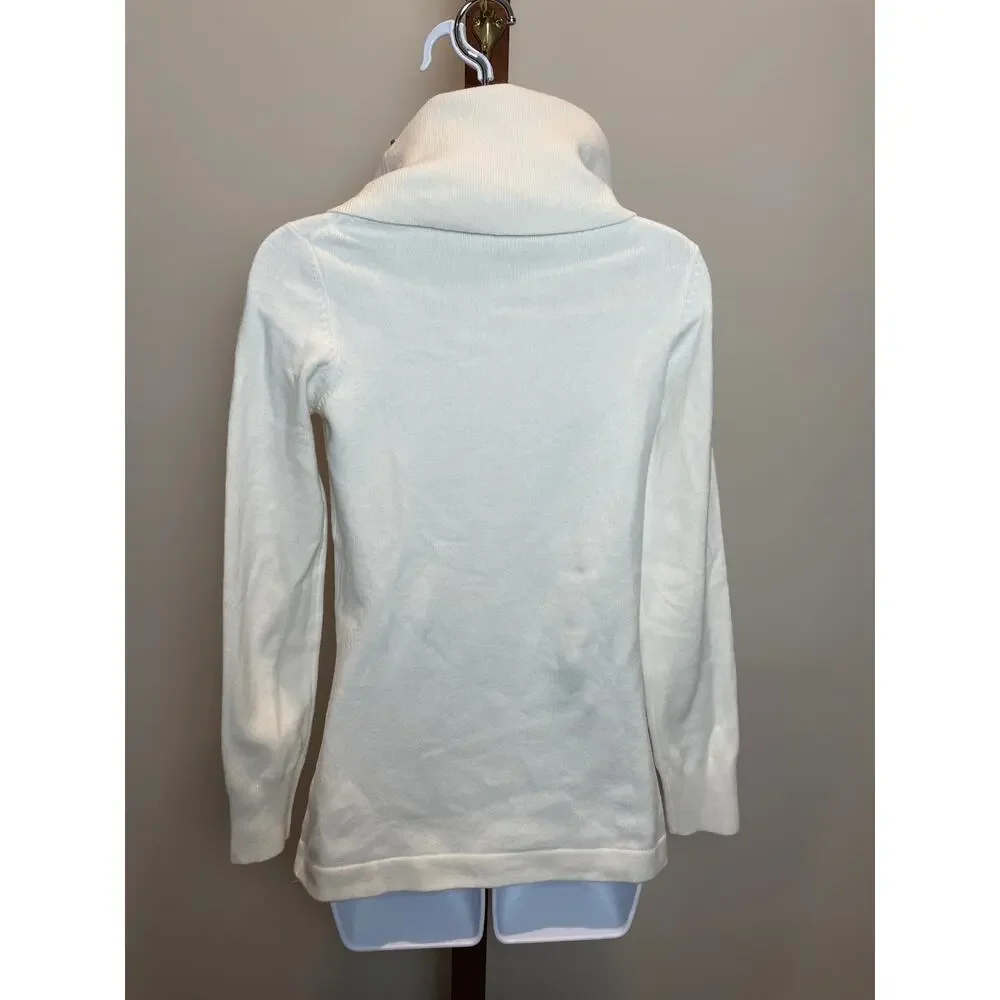 French Connection Cream Cowl Neck Knit Sweater Casual Size S